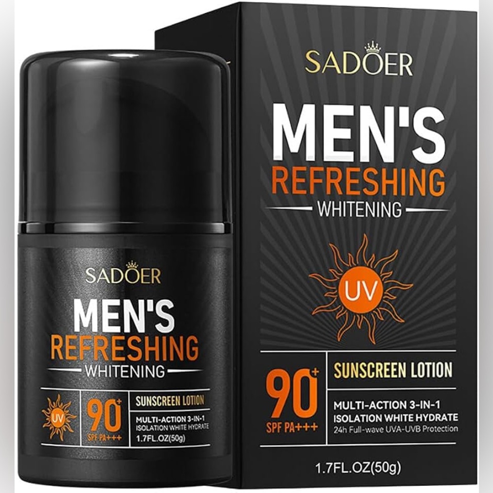 Sadoer Men's Refreshing Whitening Sunscreen Lotion, 1.7 OZ (50g) exp 2028